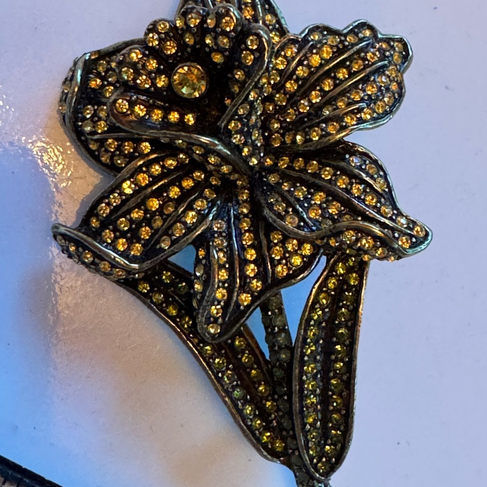 Heidi Daus Gold-Tone Floral Brooch with Intricate Metalwork